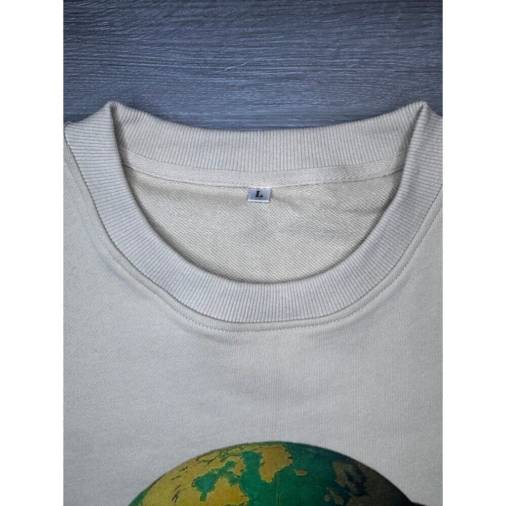 PHERO Atlas French Terry Boxy Drop Shoulder Graphic Tee Large Beige - Picture 3 of 5